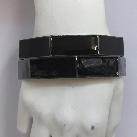 Paige Novick Set 2 Bangle Bracelets Black Enamel‎ - Picture 3 of 6